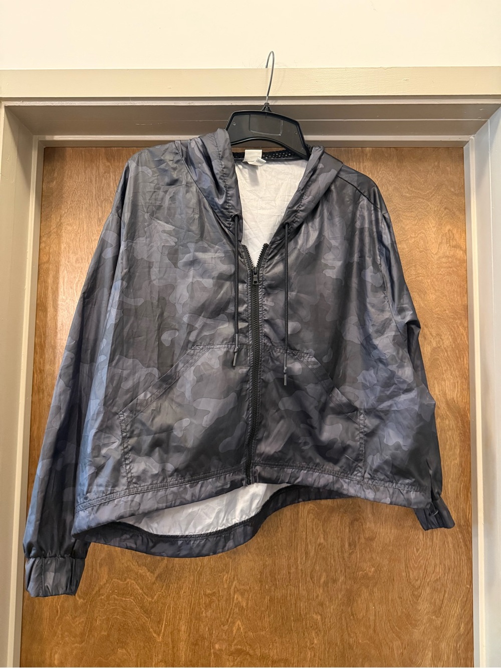 all in motion Women's Gray Camo Lightweight Hooded Jacket